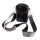 Black Faux Croc Leather Phone Bag