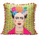 Boho yellow tassel Frida Kahlo cushion, Under the Sun Southend