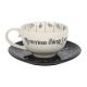 Tea-leaf fortune telling ceramic teacup & saucer gift idea