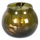 Green glass tealight candle holder with gold flecks