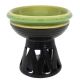 Green tealight oil burner with deep bowl for wax melts and oils