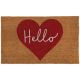 Hello text red heart coir doormat