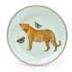 Pale green leopard trinket dish with gold rim