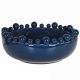 Dark navy blue ceramic bowl balls on rim at PurpleSunrise.com