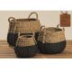 round seagrass natural & black set of 3 baskets