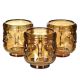 set of 3 amber face tealight candle holders