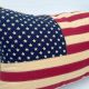 Large Betsy Ross cushion with vintage tea-stain colour
