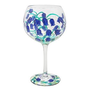 Bluebell Flowers Painted Gin Glass
