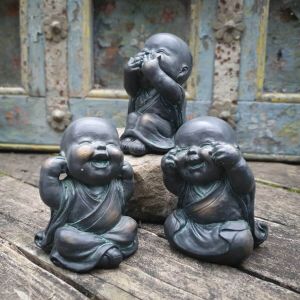 Bronze See Hear Speak No Evil Monk Figures