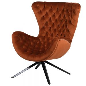 Burnt Orange Buttoned Curved Back Chair