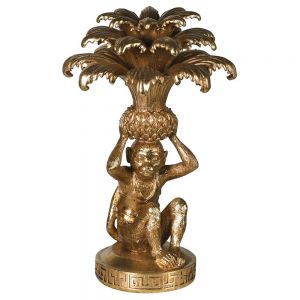 Ornate Gold Monkey & Pineapple Candle Holder