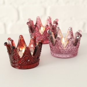 Shades of Pink Crown Tealight Holder Set