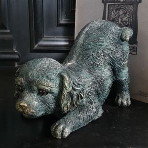 Playful Bronze Spaniel Dog Bookend