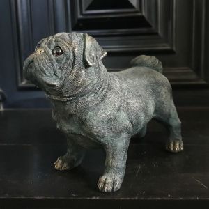 Standing Bronze Effect Pug Dog