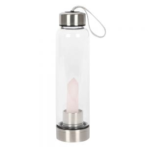 Rose Quartz Purifying Crystal Glass Water Bottle